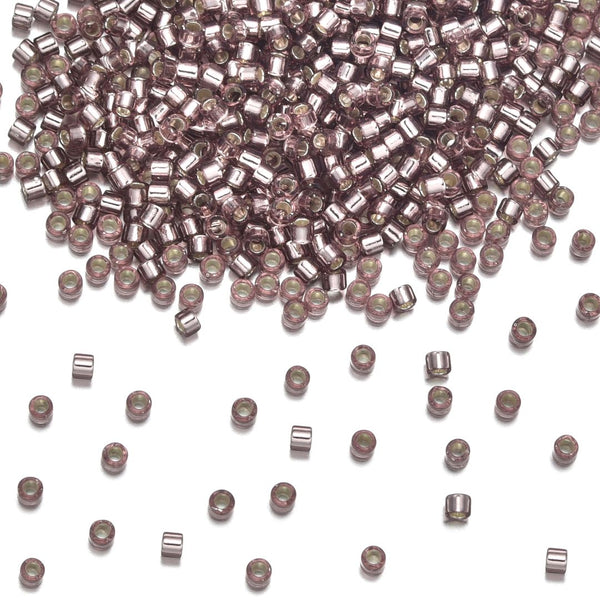 7.5g Miyuki Delica 11/0 Seed Beads, Silver-Lined Smoky Amethyst DB146
