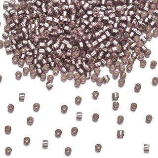 30g Miyuki Delica 11/0 Seed Beads, Silver-Lined Smoky Amethyst DB146