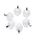 4pcs Natural White Quartz Clear Crystal Gemstone Pendants, 20mm Heart Shaped Stone Drops, G2P-H2