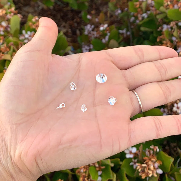 10pcs 925 Sterling Silver Screw Eye Pin Bails, Glue-on Pendant Connector, Cup Size Selections: 3/4/5/6/8mm