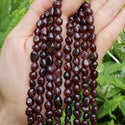 Natural Garnet Dark Red Gemstone Oval Tumbled Pebble Beads, Irregular, 5mm to 8mm, Hole ID 1mm, 15 Inch/1 Strand, GZ11-58
