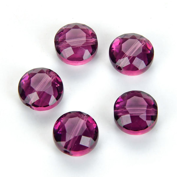 25pcs Adabele Austrian Faceted Flat Round Coin Crystal Beads #5052, Amethyst, 8mm, Hole ID 1mm, SSMR811