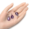 4pcs Natural Purple Amethyst Gemstone Pendants, 20x15mm Teardrop Stone Drops, G2P-T4