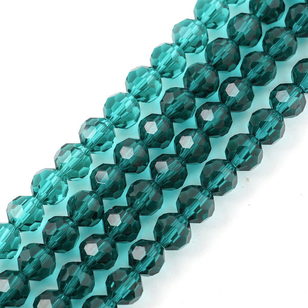 140pcs Creative Club Faceted Round Crystal Glass Beads, Emerald Green, 8mm, Hole ID 1mm, CC2R824