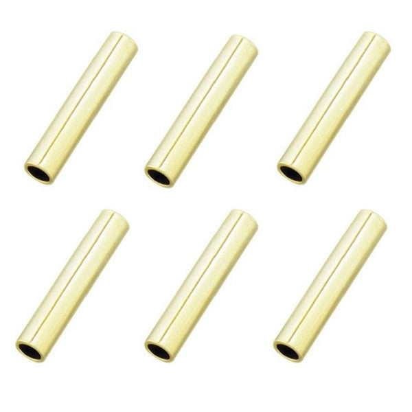 100pcs Tarnish Resistant Small Tiny Straight Tubes, 18K Yellow Gold Plated Brass, 5x1mm, Hole ID 0.6mm, BF30-2