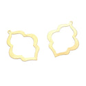 20pcs Raw Brass Large Artistic Quatrefoil Pendant Drops, 49mm Connector, Unplated/Uncoated, CX-A31
