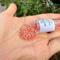 7.5g Miyuki Delica 11/0 Seed Beads, Translucent Silver-Lined Peach DB622