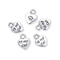 50pcs Love My Cat Heart Charms, 11.7mm Small Double Sided Heart Drop Pendants, Antique Silver, MC-D1