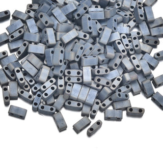 10g Miyuki Half Tila Seed Beads 5x2.3mm, Matte Metallic Silver Grey (HTL-2002)