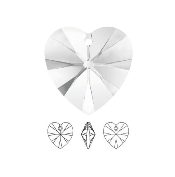 20pcs Top Drilled Valentine Heart Drop Crystal Beads, April Diamond Clear AB Birthstone Beads, 10mm, Hole ID 1mm, BB15-4