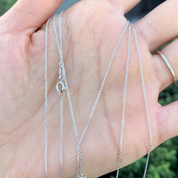 1pc 925 Sterling Silver Diamond Cut Flat Cable Link Chain Necklace, Tarnish Resistant Rhodium Plated, 1mm, Thin Small, Length Selections: 16 inch/18 inch