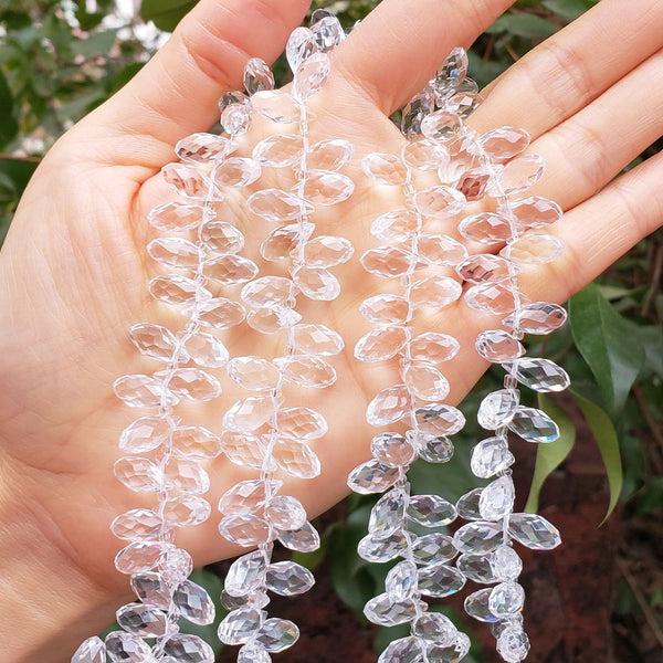 200pcs Creative Club Faceted Teardrop Briolette Crystal Glass Beads, Pendant Drop, Crystal Clear, 12x6mm, Hole ID 1mm, CCT2-1
