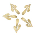 20pcs Brushed Raw Brass Large 3-Petal Leaf Pendant Drop, 36mm, Unplated/Uncoated, CF-B5