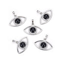 2pcs Natural Black Obsidian Gemstone Pendants, 33x18mm Evil Eye Stone Drops, G2P-L5