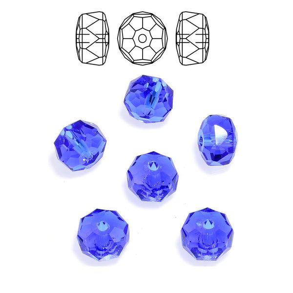 25pcs Adabele Austrian Faceted Donut Rondelle Crystal Beads #5045, Sapphire Blue, 8mm x 5mm, Hole ID 1.2mm, SSO-813