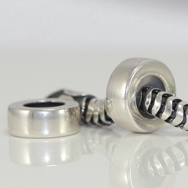 1pc 925 Sterling Silver Rubber Charm Holder Bead Stopper, Compatible with Pandora All Other 3mm Charm Bracelet, EC422