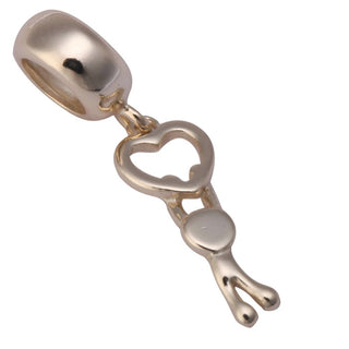 Solid 925 Sterling Silver Hang In My Love Heart Dangle Bead Charm