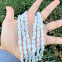 Natural Blue Flash Moonstone Gemstone Oval Tumbled Pebble Beads, Irregular, 6mm to 8mm, Hole ID 1mm, 15 Inch/1 Strand, GZ11-44