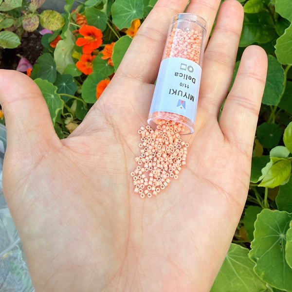 30g Miyuki Delica 11/0 Seed Beads, Duracoat Opaque Tea Rose (Pink) DB2111
