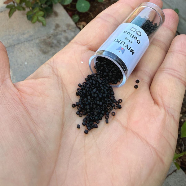 7.5g Miyuki Delica 11/0 Seed Beads, Transparent Matte Black DB310