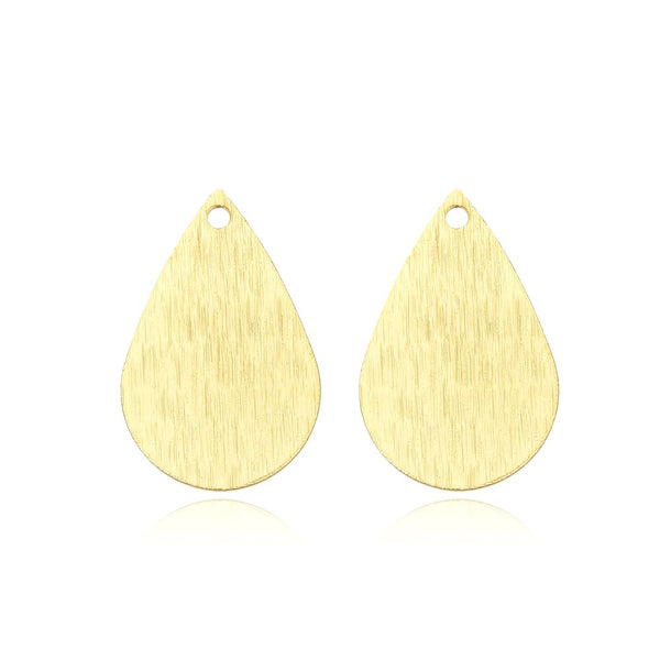 10pcs 18mm Teardrop Drop Pendants, Tarnish Resistant, 18K Yellow Gold Plated Brushed Brass, BF-A12