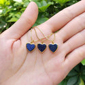 1pc Natural Druzy Crystal Pendant Necklace, Purple Blue Love Heart Drop Small Gemstone Pendant, 18 inch Gold Plated Stainless Steel Chain, GGP30-6