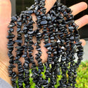 Natural Black Obsidian Gemstone Chip Beads, Free Form, 5mm-8mm, Hole ID 1mm, 1 Strand/31 Inch, GZ1-22