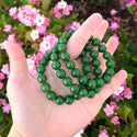 1 Strand Stretch Natural Green Jade Beaded Gemstone Bracelet, 10mm Bead, Length Selections: 7 inch/7.5 inch/8 inch/8.5 inch