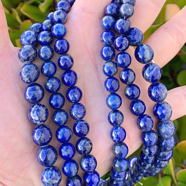 Natural Blue Lapis Lazuli Gemstone Round Beads, 15 Inch/1 Strand, Size Selections: 6mm/8mm/10mm