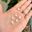 10pcs Natural AAAA Grade High Luster Half Drilled Potato Round Pearls Beads, White Cultured Freshwater Pearls, 7-8mm, Hole ID 1mm, PP4-78