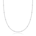 1pc 925 Sterling Silver Bead Station Curb Link Chain Necklace, 1.9mm Beads, Thin Small, Length Selections: 16/18/20/22/24/26/28 Inch