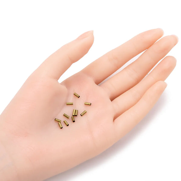 200pcs Smooth 5mm Small Tube Beads, Antique Bronze Plated Brass, Tarnish Resistant, Hole ID Selections: 0.5mm/1.5mm