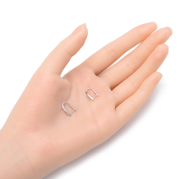 2pcs 925 Sterling Silver 12mm Pinch Bail, Pendant Clasp, Tarnish Resistant Rhodium Plated, Cubic Zirconia CZ, SS205-3