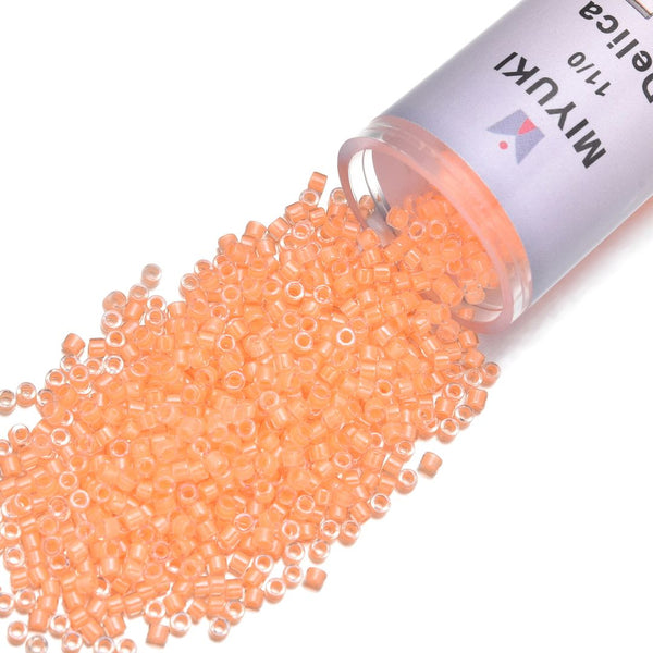 7.5g Miyuki Delica 11/0 Seed Beads, Translucent Luminous Creamsicle DB2033