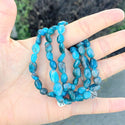 1 Strand Stretch Natural Blue Apatite Free Form Gemstone Bracelet, 5-8mm Small Beads, Length Selections: 7 inch/7.5 inch