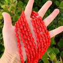 120pcs Creative Club Faceted Teardrop Crystal Glass Beads, Center Drilled, Coral Red, 12x8mm, Hole ID 1mm, CCT-1235