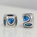 1pc Real 925 Sterling Silver Heart Bead, December Birthstone Charm Cubic Zirconia CZ Blue Zircon Gemstone, Compatible with Pandora all Other Charm Bracelets, EC623