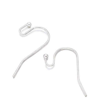 100pcs Ball End Fish Earring Hooks, Sterling Silver Plated Brass, 0.75mm/21 Gauge, 20mm Long CF206-S