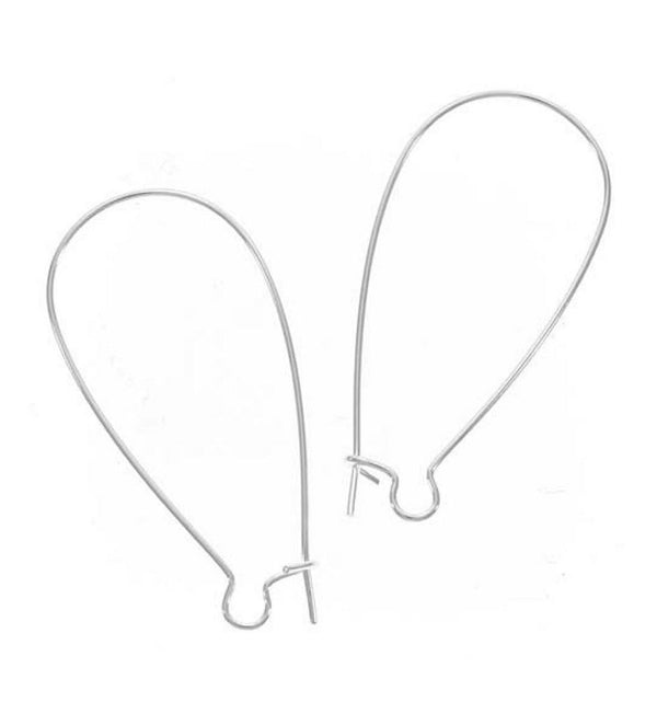 10pcs 925 Sterling Silver Kidney Earring Hooks, 30mm Long, 0.6mm/22 Gauge, SS347