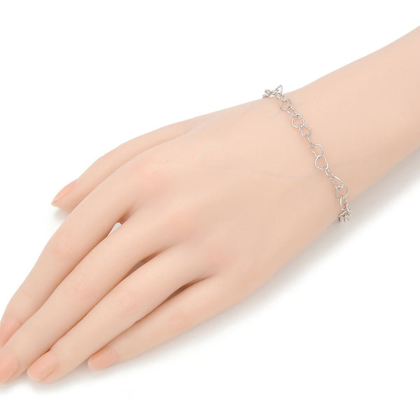 1pc 925 Sterling Silver 6.6mm Heart Link Chain Bracelet, Tarnish Resistant White Gold Plated, Length Selections: 7 inch/7.5 inch/8 inch