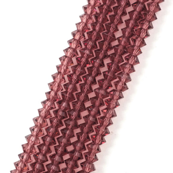 200pcs Creative Club Faceted Flat Bicone Rondelle Crystal Glass Beads #5305, Burgundy Red, 6x4mm Small, Hole ID 1mm, CC3R611