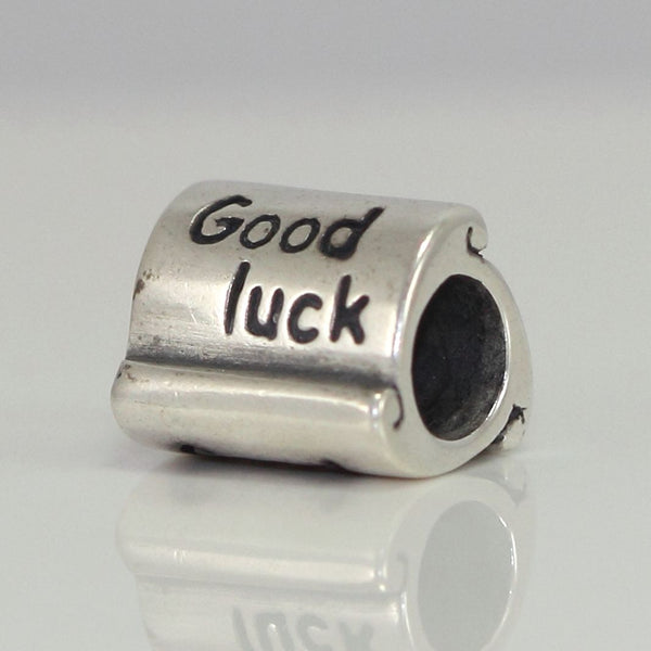 1pc Solid 925 Sterling Silver Good Luck Charm Lucky Bead, Compatible with Pandora All Other Charm Bracelet, EC373