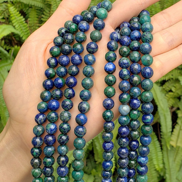 Natural Lapis Chrysocolla Gemstone Round Beads, 1 Strand/15 Inch, Size Selections: 4mm/6mm/8mm/10mm