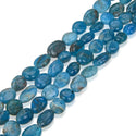 Natural Blue Apatite Gemstone Oval Tumbled Pebble Beads, Irregular, 8mm to 10mm, Hole ID 1mm, 15 Inch/1 Strand, GZ12-18