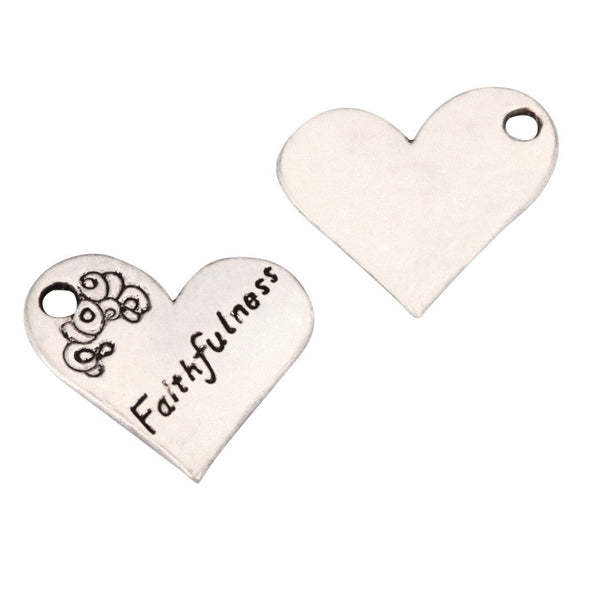 20pcs Heart of Faithfullness Charm 21mm One Sided Heart Drop Pendants, Antique Silver, MC-D28