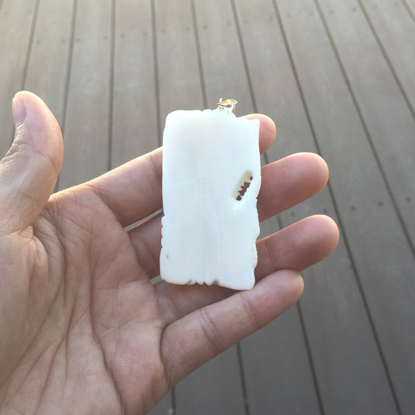 1pc Beautiful Dragon Goddess Hand Carved White Buffalo Bone Drop Pendant, Symbol of Strength Prosperity Pendant, with Sterling Silver Bail, 2.2 Inch, BP-69