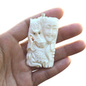 1pc Beautiful Dragon Goddess Hand Carved White Buffalo Bone Drop Pendant, Symbol of Strength Prosperity Pendant, with Sterling Silver Bail, 2.2 Inch, BP-69