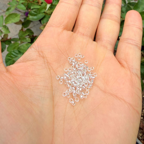 25g Miyuki Rocaille 11/0 Round Seed Beads Silver-lined Crystal Clear RR-1