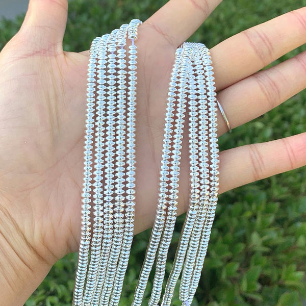 Grade A Natural Hematite Gemstone Rondelle Beads, Silver Plated, 2 Strands/380pcs Beads, 4x2mm/Small, Hole ID 1mm, GFC7-2