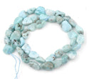 Natural Larimar Gemstone Oval Tumbled Pebble Beads, Irregular, 8mm to 10mm, Hole ID 1mm, 15 Inch/1 Strand, GZ12-16